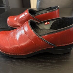 Sanita Red Patent Leather Mules size 40